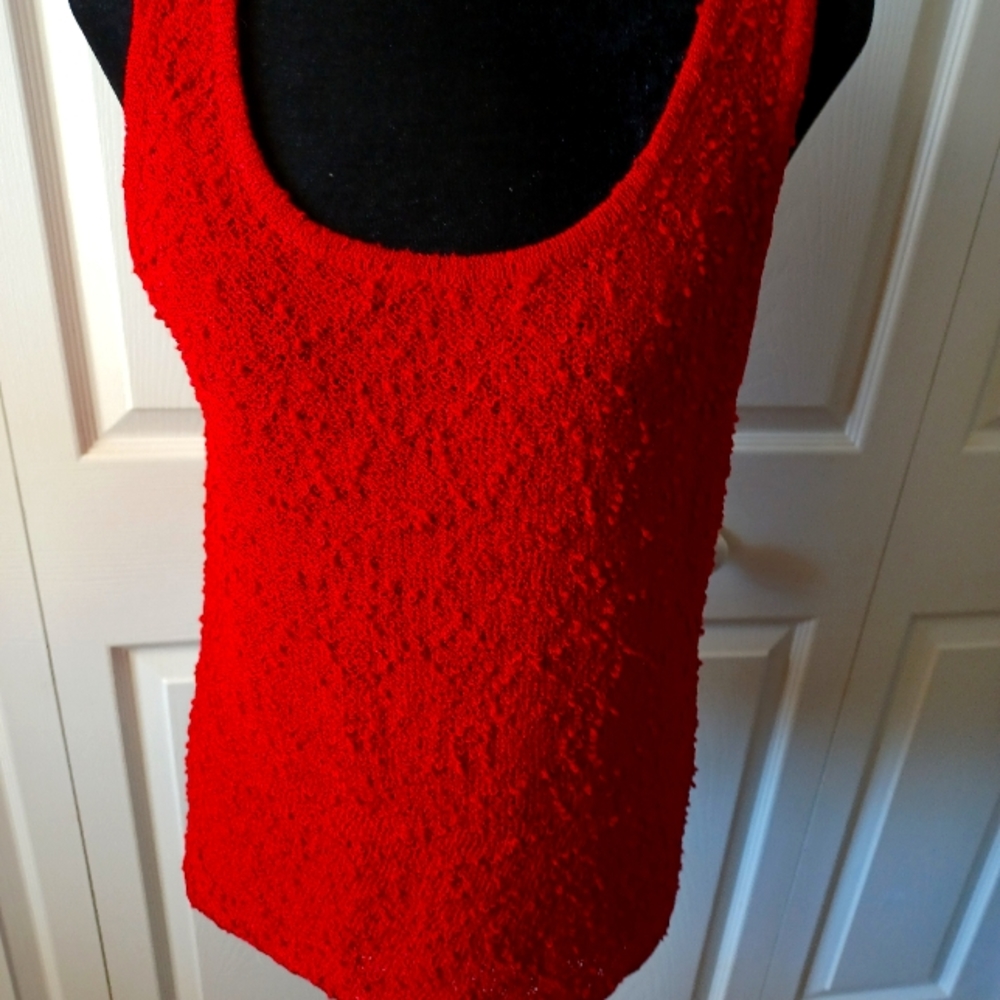 Chico's Red Nubby Knit Tank Top Sweater Medium